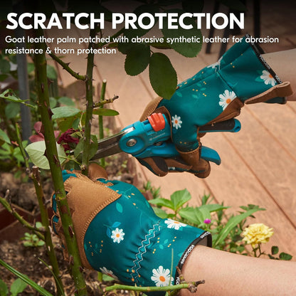 Vgo... 1Pair Gardening Gloves for Women, Goatskin leather Thorn Proof Working Gloves for Weeding