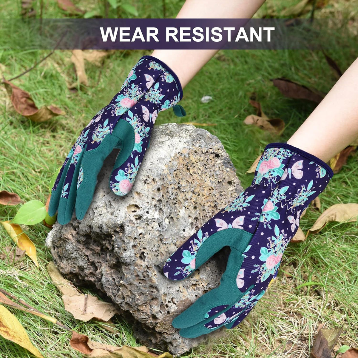 Womens Gardening Weeding Working Gloves, Leather Garden Glove for Women Thorn Proof No Stab for
