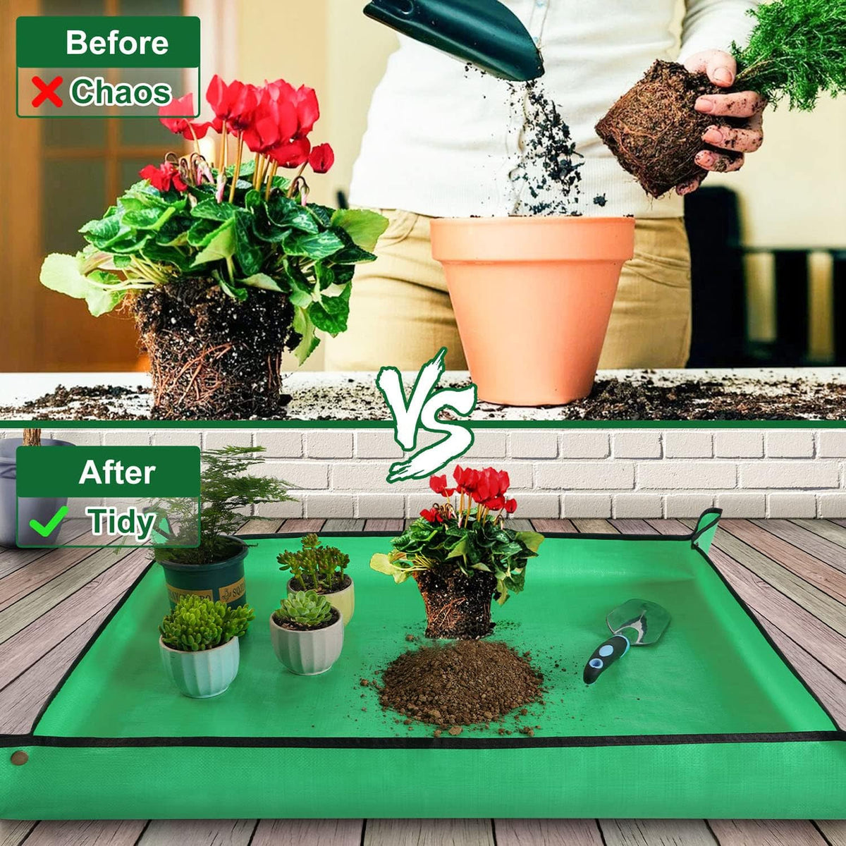 39.5" x 31.5" Large Repotting Mat for Indoor Plants Transplanting Control Mess Table Top Gardener