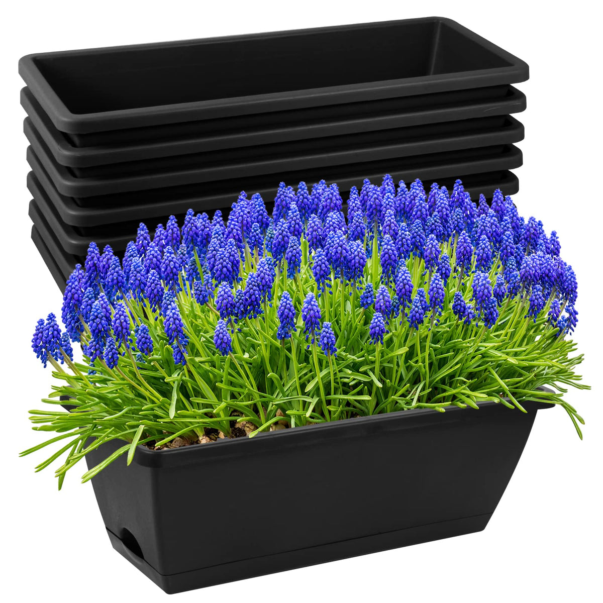 8pcs Window Box Planter,17 Inches Flower Window Boxes,Rectangle Planters Box with Drainage Holes