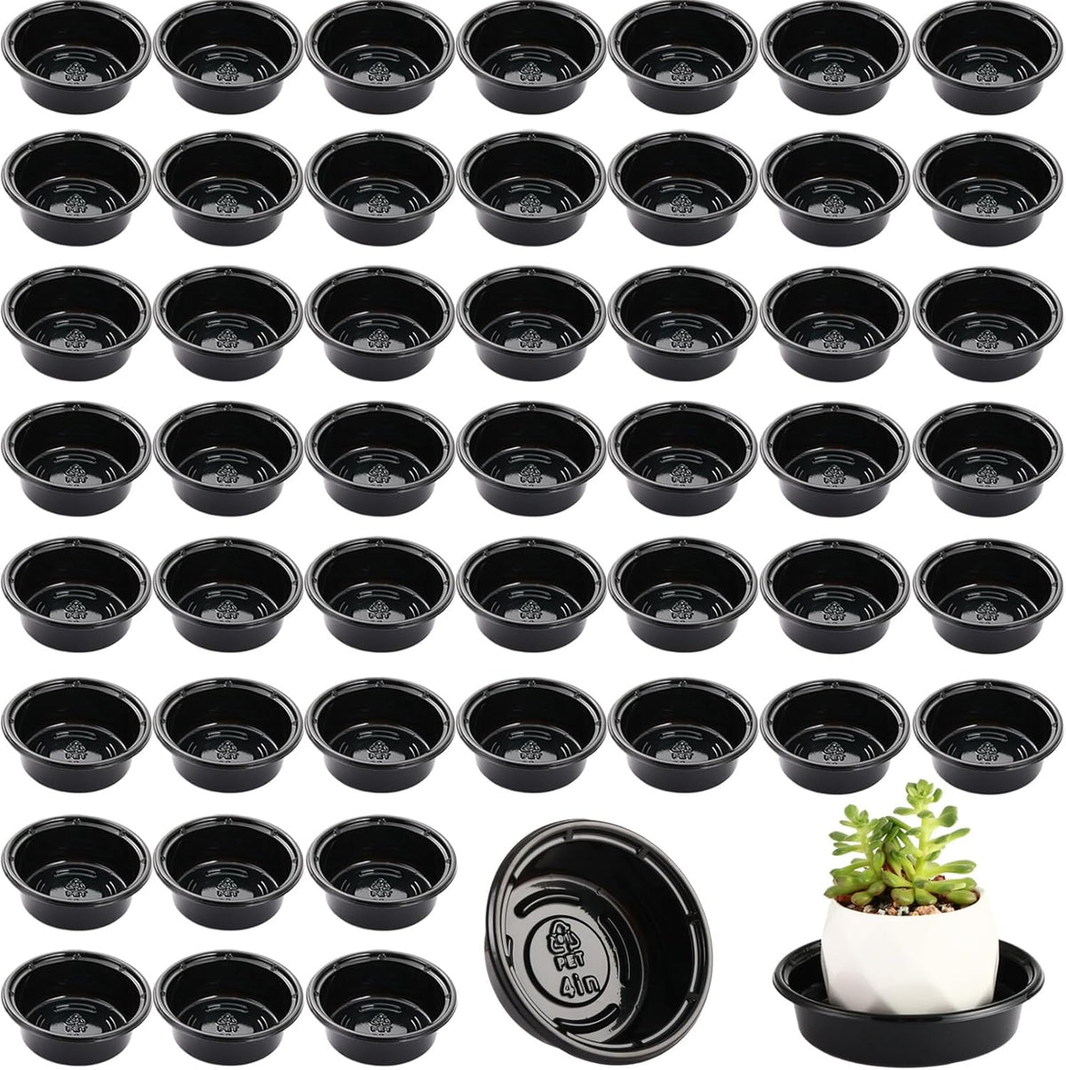 Plant Saucer 50 Pack Plant Trays for Pots 4 Inch Plastic Plant Saucers for Outdoors and Indoors