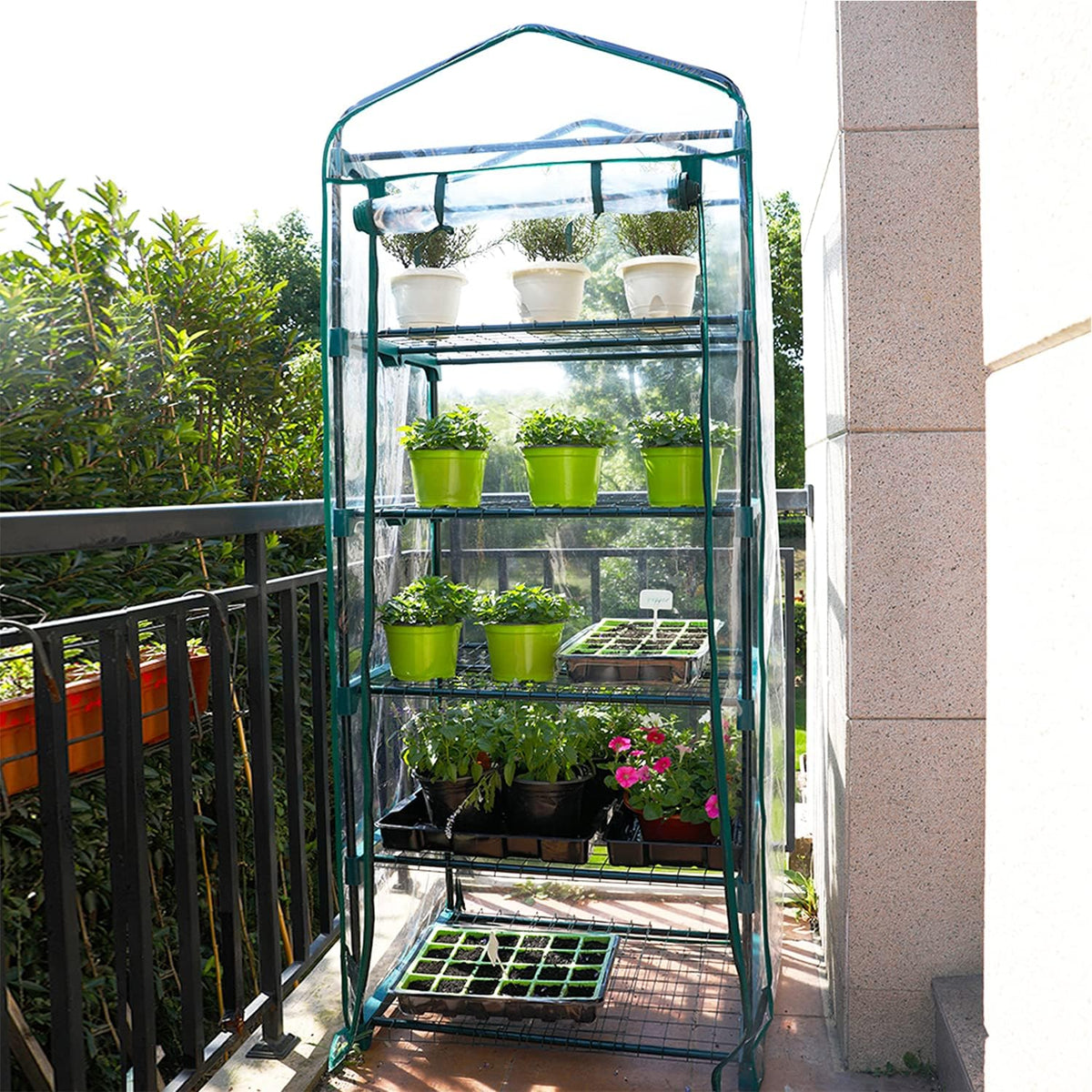 Worth Garden 5 Tier Mini Greenhouse - 75'' H x 27'' L x 19'' W - Sturdy Portable Gardening Shelves