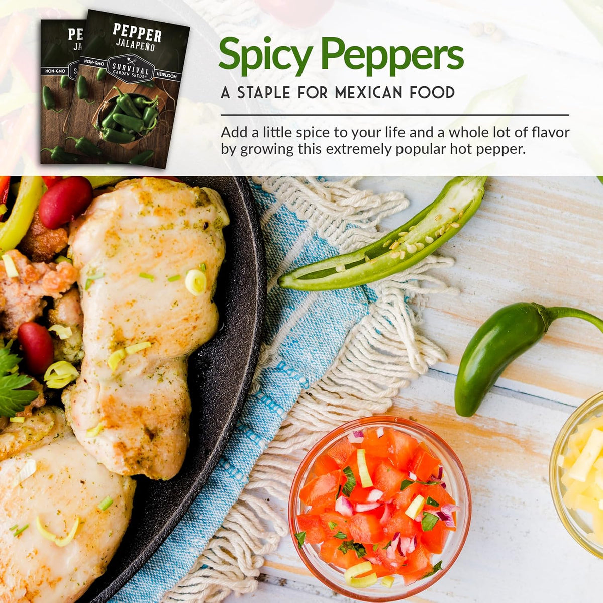 Jalapeño Pepper Seeds for Planting | Hot Heirloom Non-GMO Peppers for Pickling & Salsas – Survival