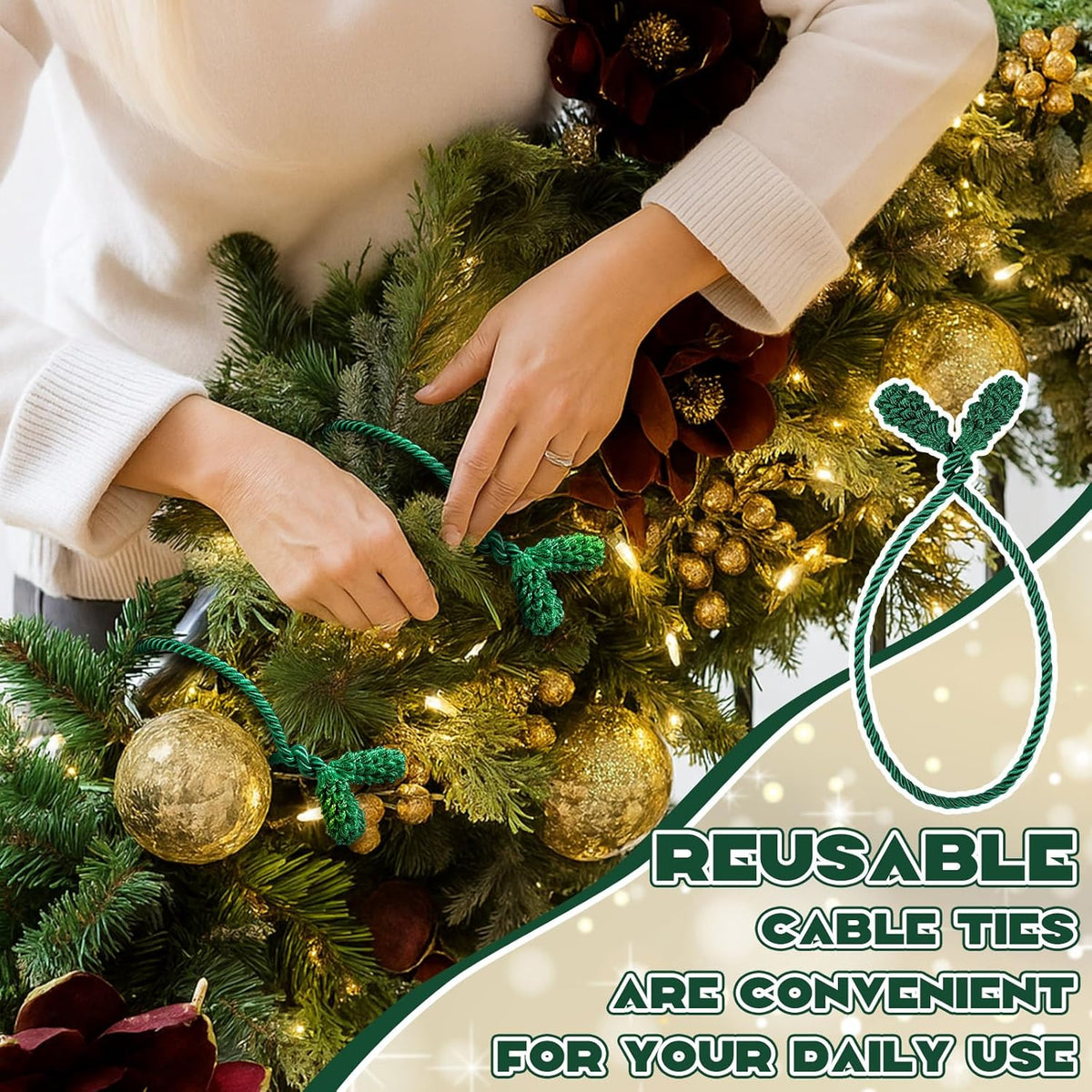 Shappy 36 Pieces Christmas Garland Banister Ties Christmas Decorative Reusable and Flexible Twist