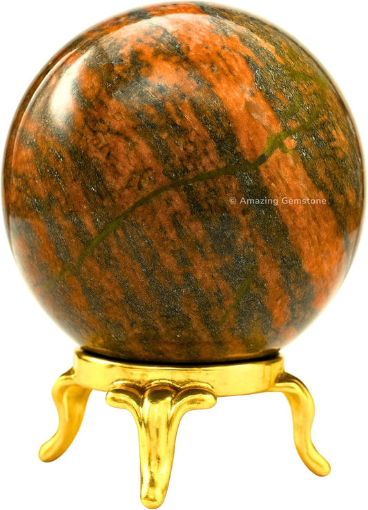 Amazing Gemstone Unakite Crystal Ball with Stand - 2 Inches Crystal Sphere Meditation Balls for