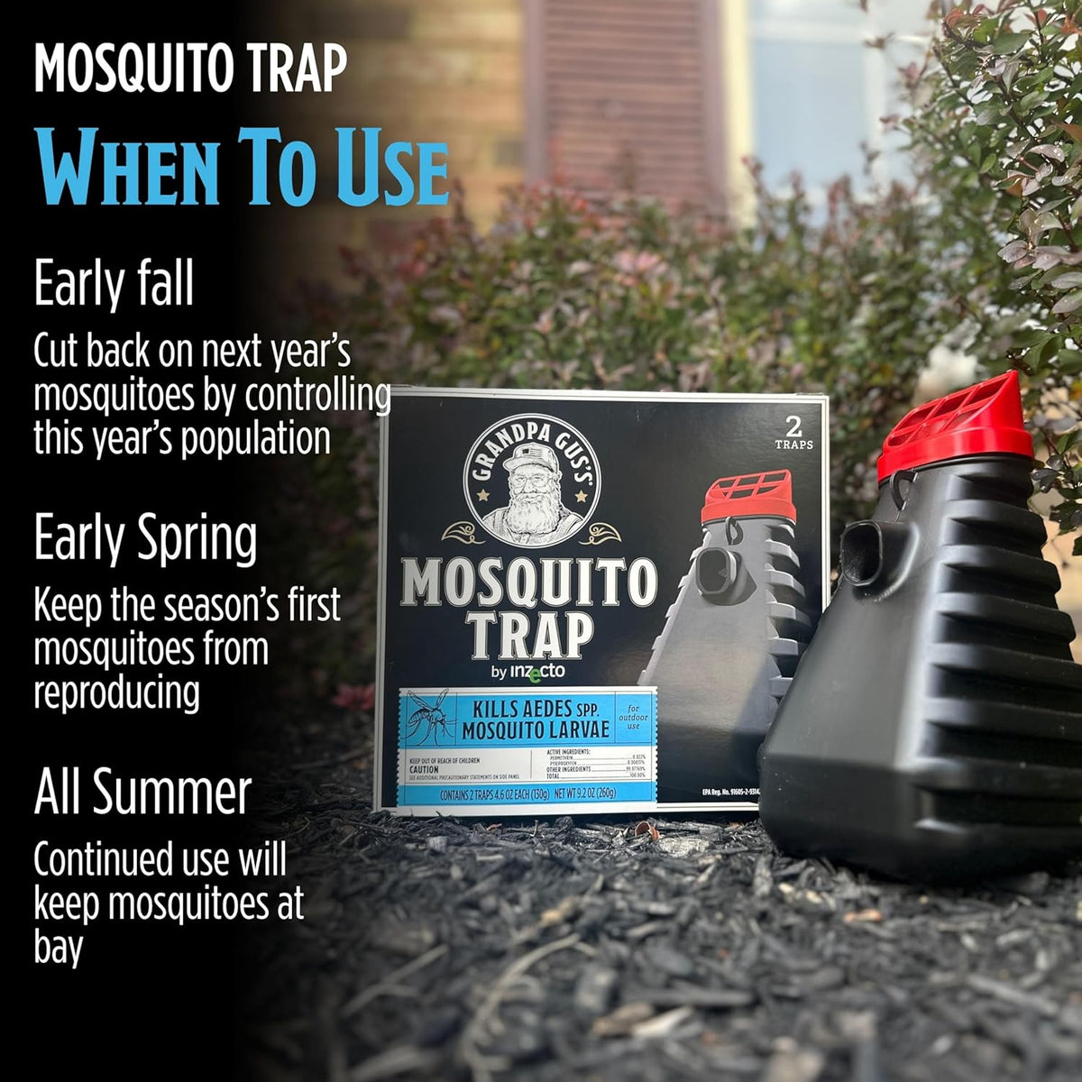 Grandpa Gus’s Mosquito Trap - Effective Long Term Outdoor Mosquito Control Killer Trap, Eco