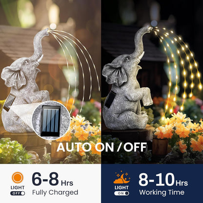 GIGALUMI Solar Garden Decor Upgraded Elephant Statues Outdoor, Birthday Gifts for Women Mom Grandma