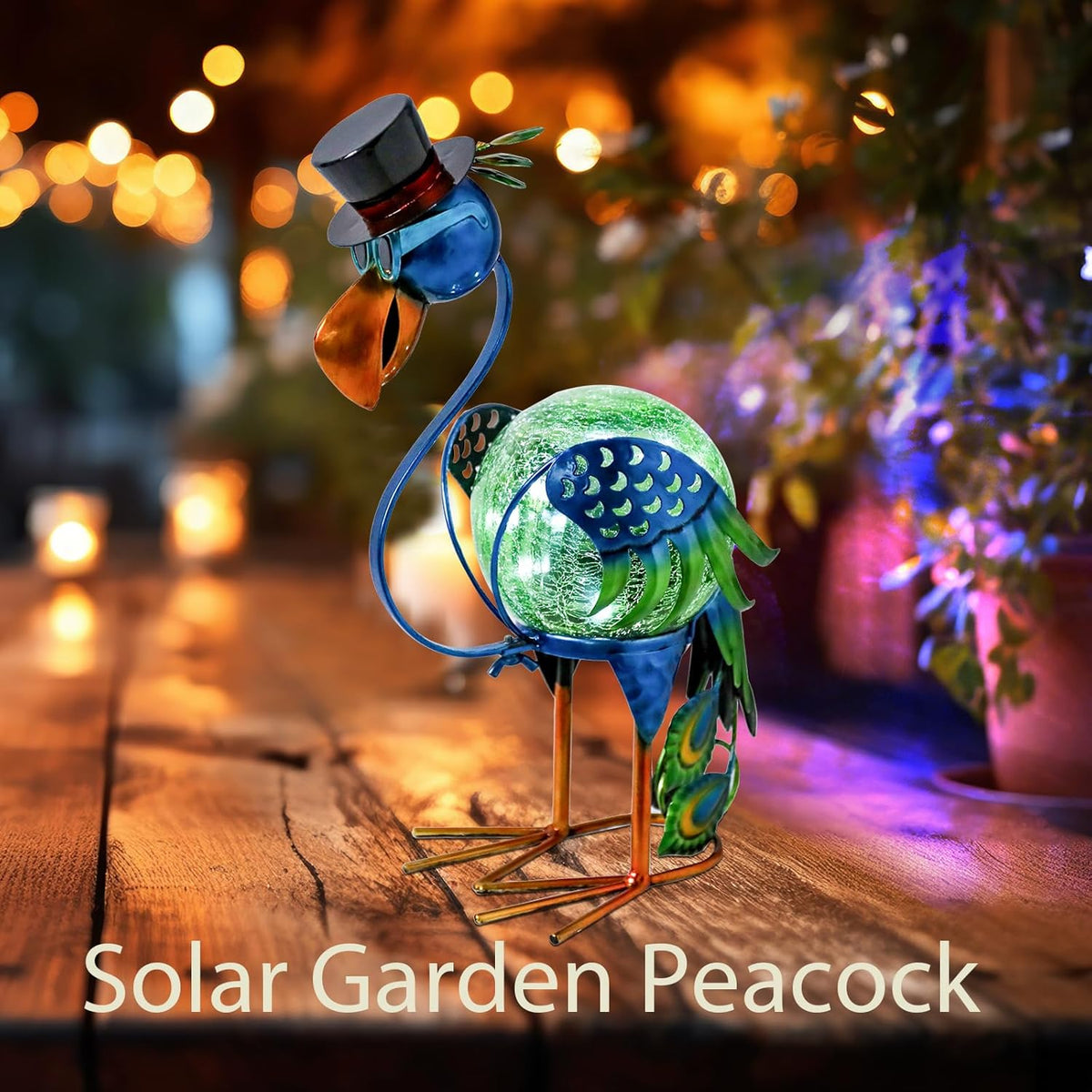 MUMTOP Peacock Solar Lights Outdoor, Solar Lantern Outdoor Decorative Waterproof LED Peacock Lights
