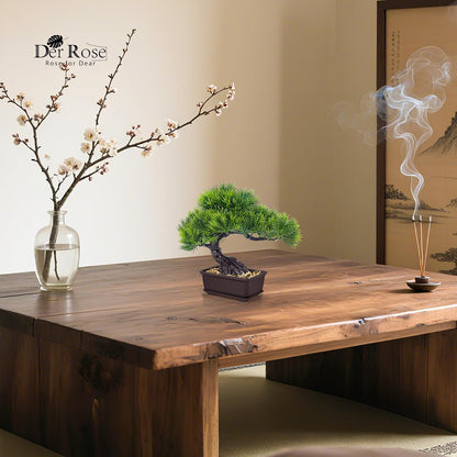 Der Rose 8'' Artificial Bonsai Tree Small Fake Potted Plants for Zen Japanese Home Office Desk