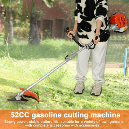 Lawn Mower, 52CC Gas Weed Trimmer, Cordless Hedge Trimmer, 2-Stroke Brush Cutter, Handheld Weed