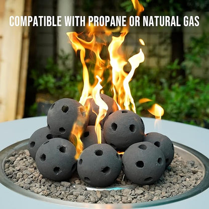 Skyflame Hollow Ceramic Balls, Set of 12 Round Fire Stones Set for Indoor and Outdoor Fire Pits or