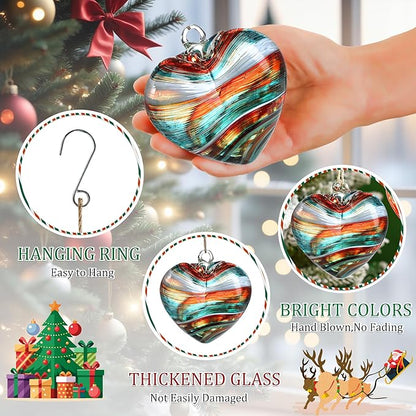 Hand Blown Glass Gazing Balls for Garden Red Heart Hanging Friendship Balls for Gift Heart Shape