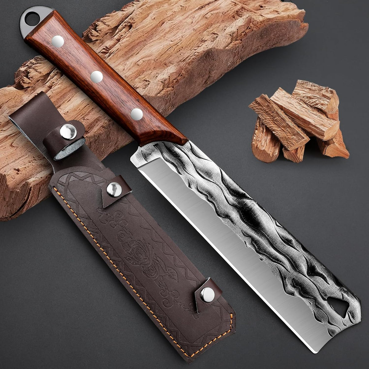 Machete with Sheath for Cutting Trees Heavy Duty, for Yard Work and for Bushcrafting Knife Sickle