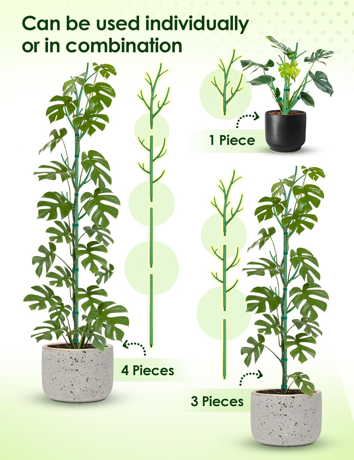 NiHome 50" Plant Support Stakes 5-Pack for Indoor & Outdoor Garden Climbing Plants Enhances Upright