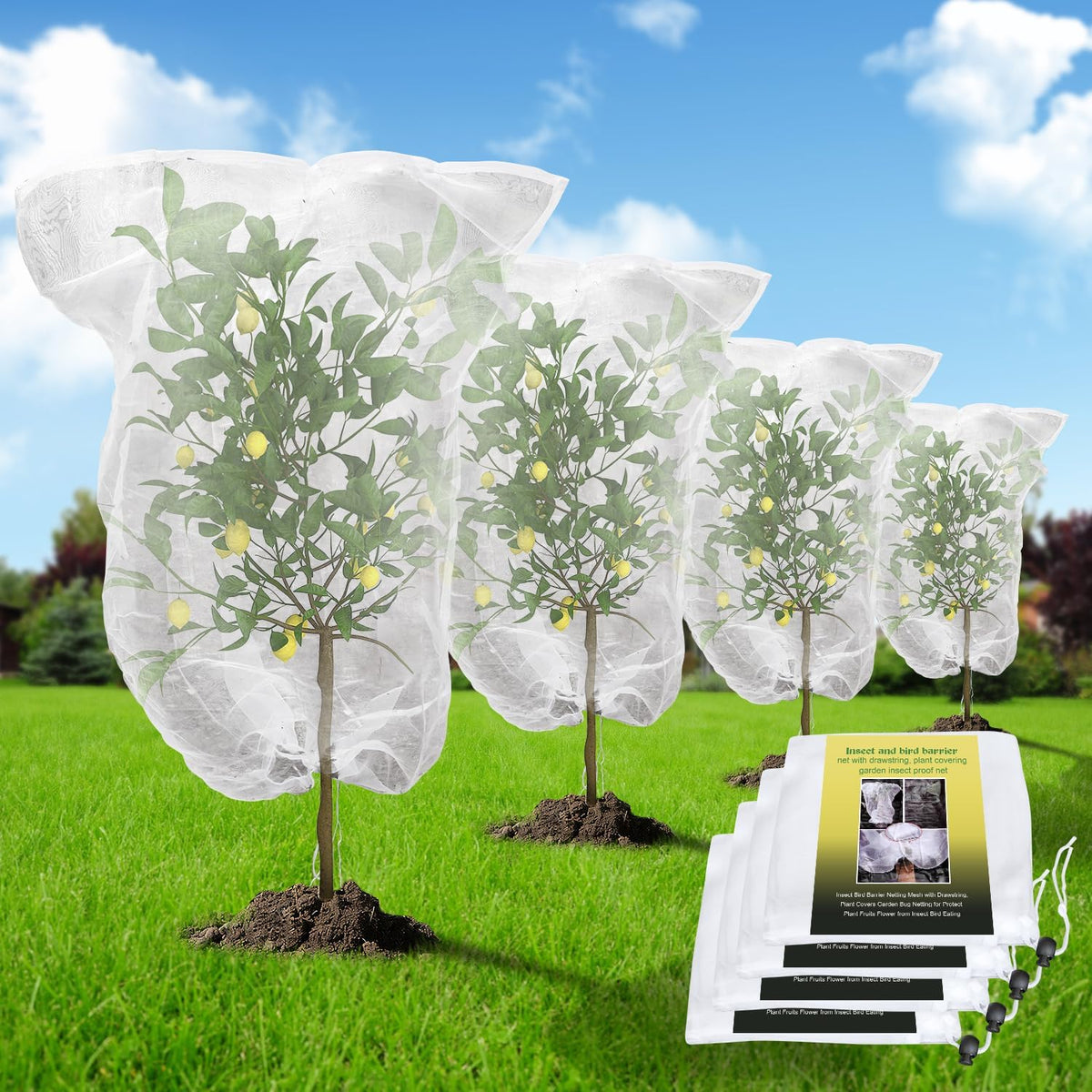 4PCS Netting for Garden Protection, BlueberryBush Netting Cover Insect Bird Barrier Mesh