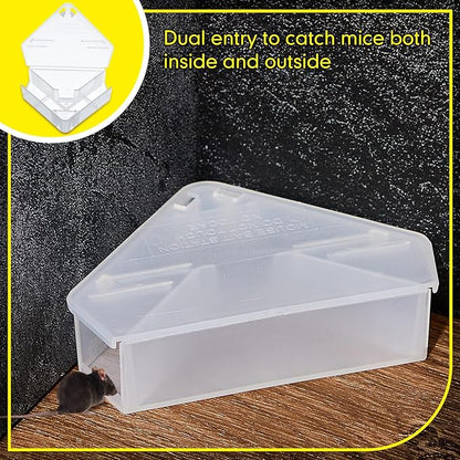 Qualirey 6 Pcs Mice Station with Key Triangle Bait Station Reusable Rodent Trap Bait Box, Keeps