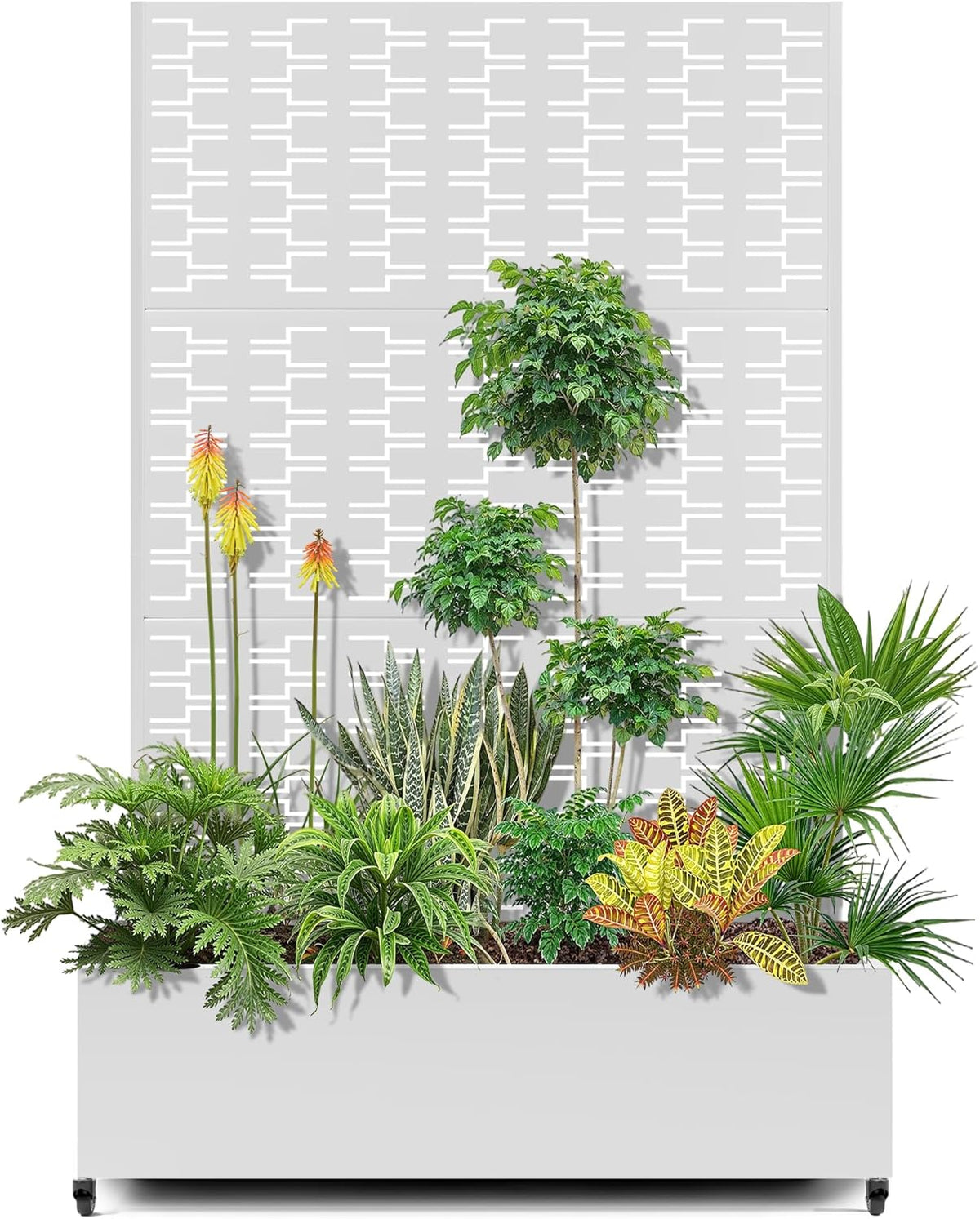 15.7"×70.9"×47.2" Metal Raised Garden Bed with Trellis and Wheels - Tall Trellis Planter Box for