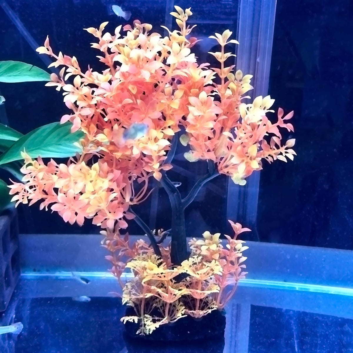 Mipukbay Aquarium Plants Tree - Orange Artificial Plastic Fish Tank Decor, Realistic Ornament Safe