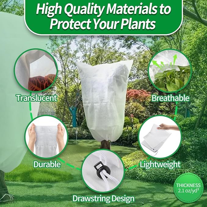 Avalution Plant Covers Freeze Protection, 3 Packs Frost Cloths for Outdoor Plants, 95" X71"
