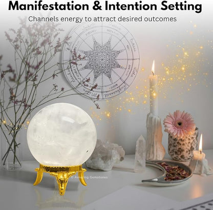 Amazing Gemstone Clear Quartz Crystal Ball with Stand - 2 Inches Crystal Sphere Meditation Balls