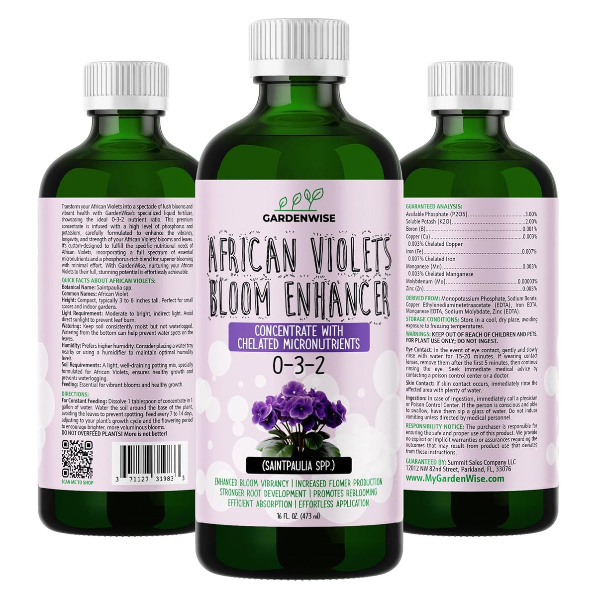 0-3-2 African Violet Fertilizer for Indoor Plants: Concentrated Plant Food – Plant Fertilizer