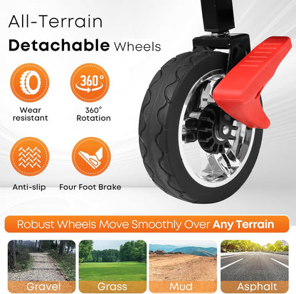 Wagon Cart with Removable Canopy,Collapsible Foldable Wagon, Heavy Duty Utility Outdoor Foldable