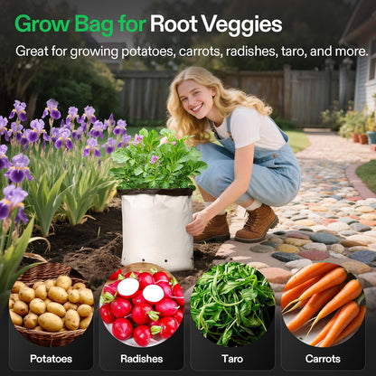 VIVOSUN 50-Pack 3 Gallon Grow Bags for Plants, Black-and-White Thick Plastic Bags for Potting