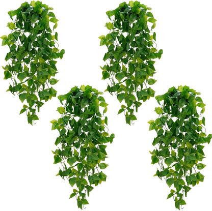 BLEUM CADE Fake Hanging Plants, 4pcs Artificial Hanging Plant, Faux Pothos Vines Hanging Plant