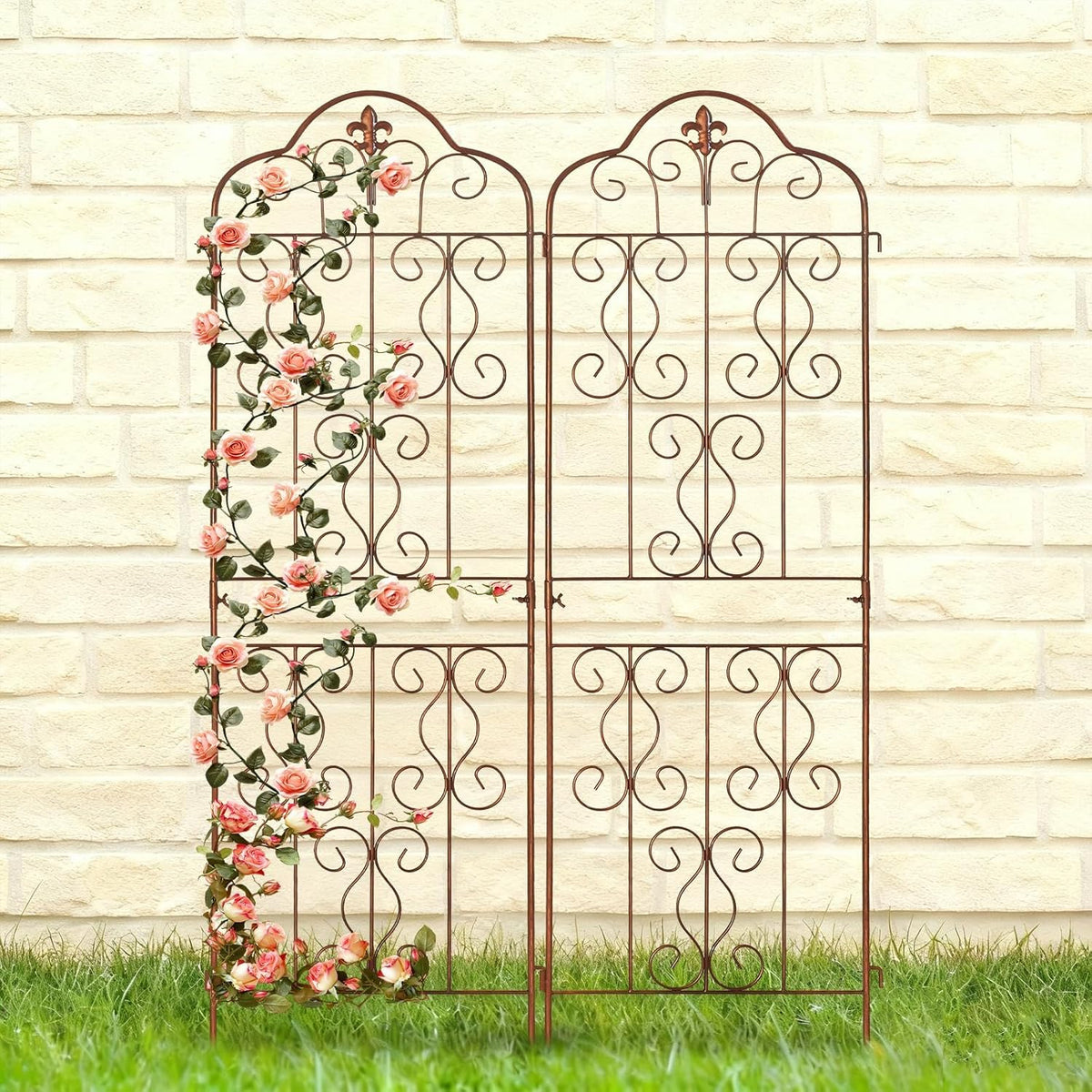 hogardeck 4 Packs 60 * 18 inch Metal Garden Trellis for Climbing Plants Outdoor,Heavy Duty,Gold