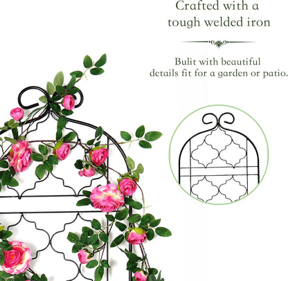 Garden Trellis for Vines and Climbing Plants Outdoor, Iron Wire Lattices Grid Panels for Potted