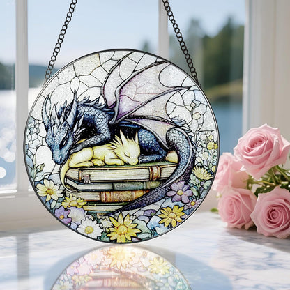 Stained Glass Window Hanging, 8 Inch Dragon Stained Glass Suncatcher, Dragon Decor, Home Decor for