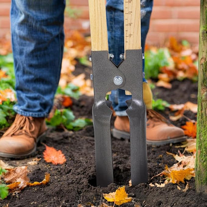 VEVOR Post Hole Digger, Heavy Duty Post Hole Digger with Wood Handle, Manual Hole Digger with Scale