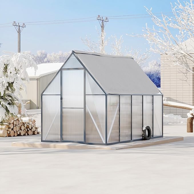 6'x9' Aluminum-Framed Polycarbonate Greenhouse, Heavy Duty Polycarbonate Greenhouse with Quick