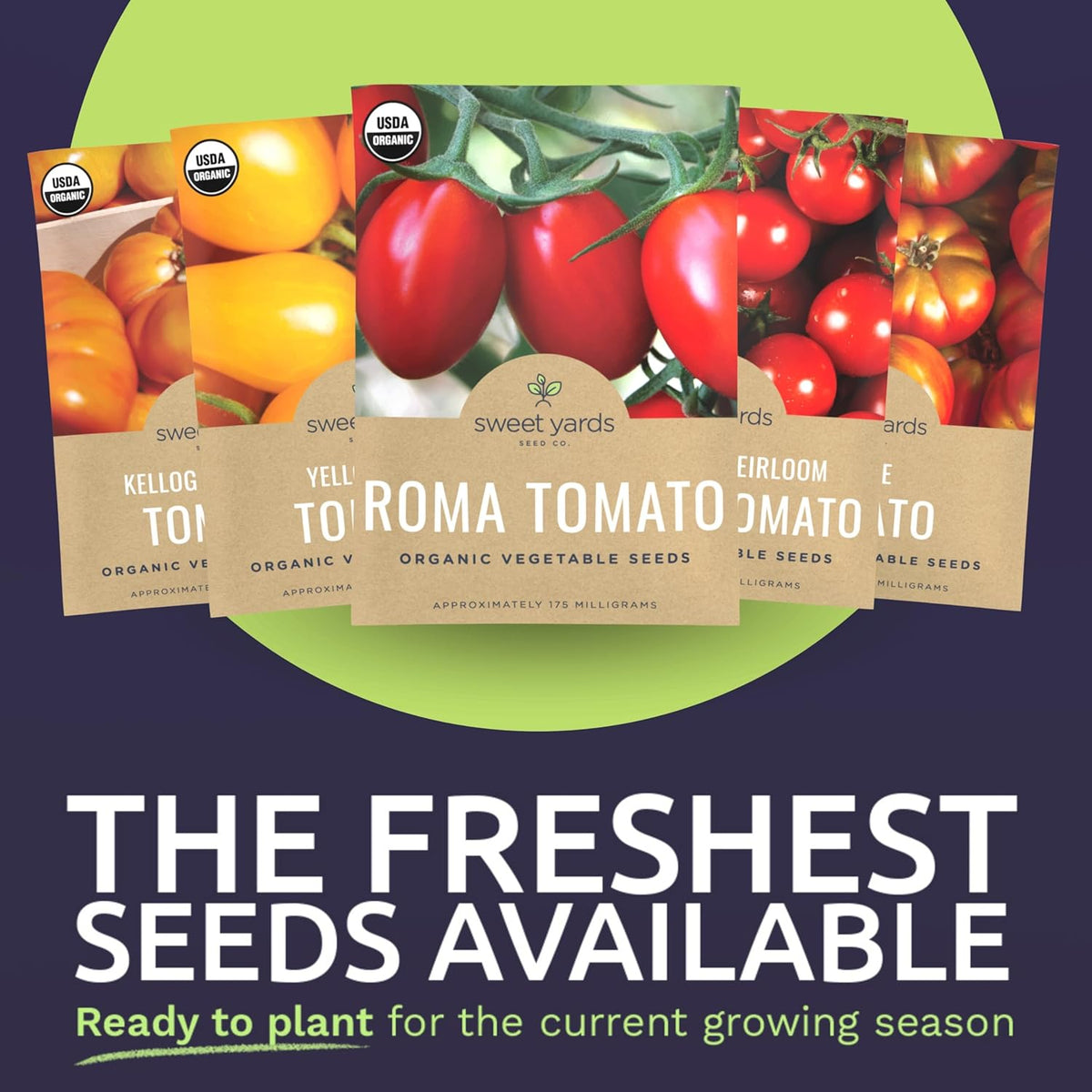 Organic Tomato Seeds Variety Pack - 9 Individual Packs - 2025 Season - Roma, Cherry, Black Krim