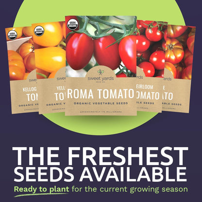 Organic Tomato Seeds Variety Pack - 9 Individual Packs - 2025 Season - Roma, Cherry, Black Krim
