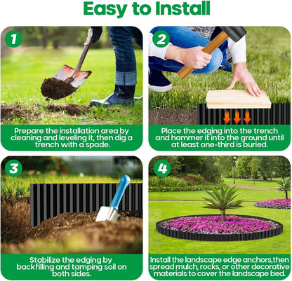 Corrugated Metal Garden Edging, Sturdy Tall Landscape Edging Borders, Perfect DIY for Flower Beds