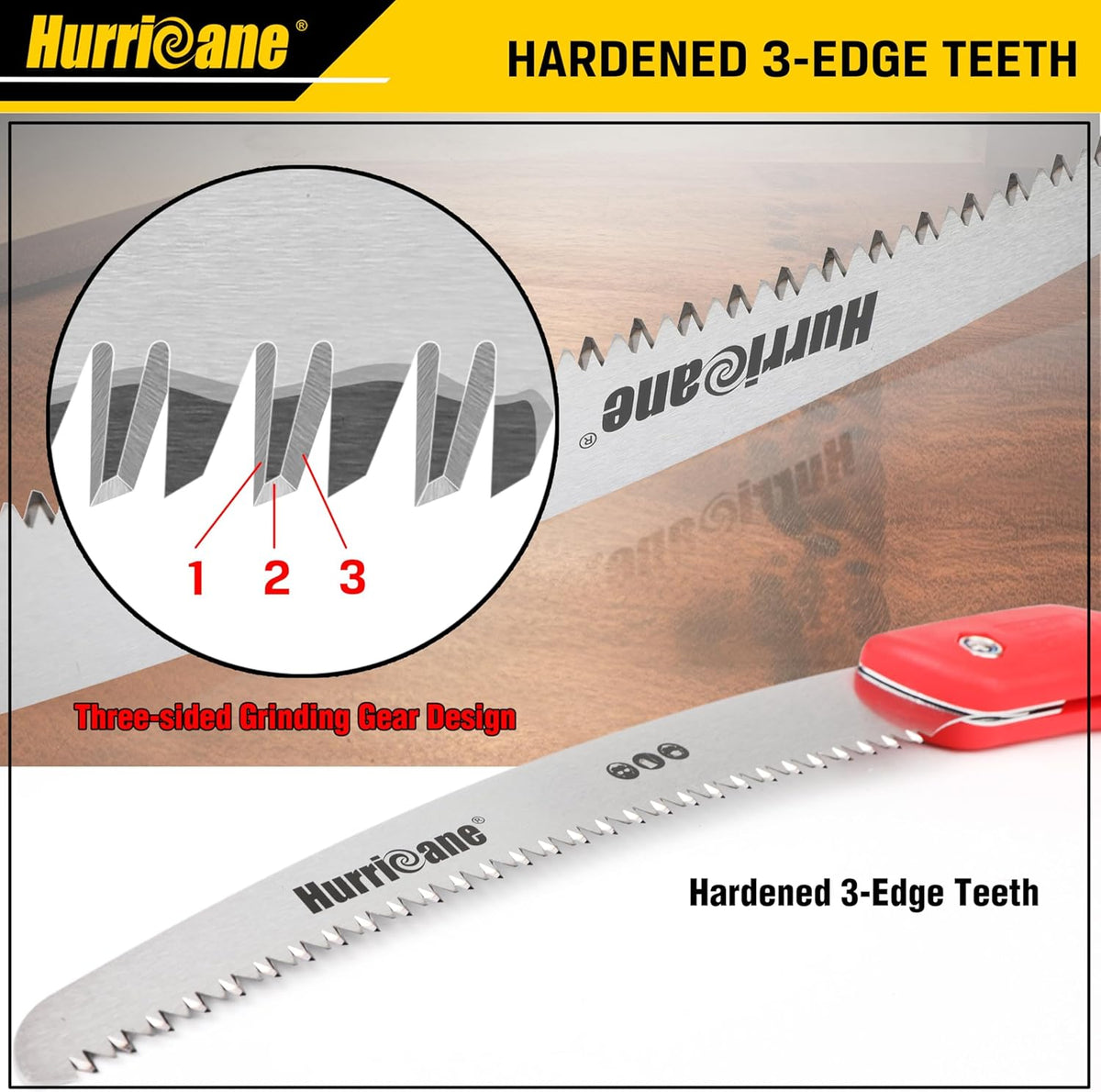 HURRICANE Folding Hand Saw, 10 Inch Pruning Saw, Hand Saw for Wood Cutting, Camping Tree Saw with