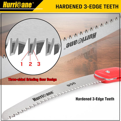 HURRICANE Folding Hand Saw, 10 Inch Pruning Saw, Hand Saw for Wood Cutting, Camping Tree Saw with