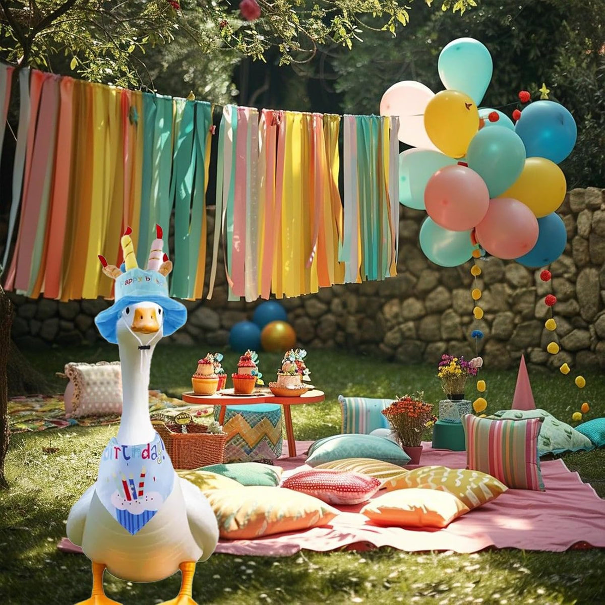Porch Goose Outfits for 23" Plastic Porch Goose Birthday Outfit Goose Clothes for Cement Goose for