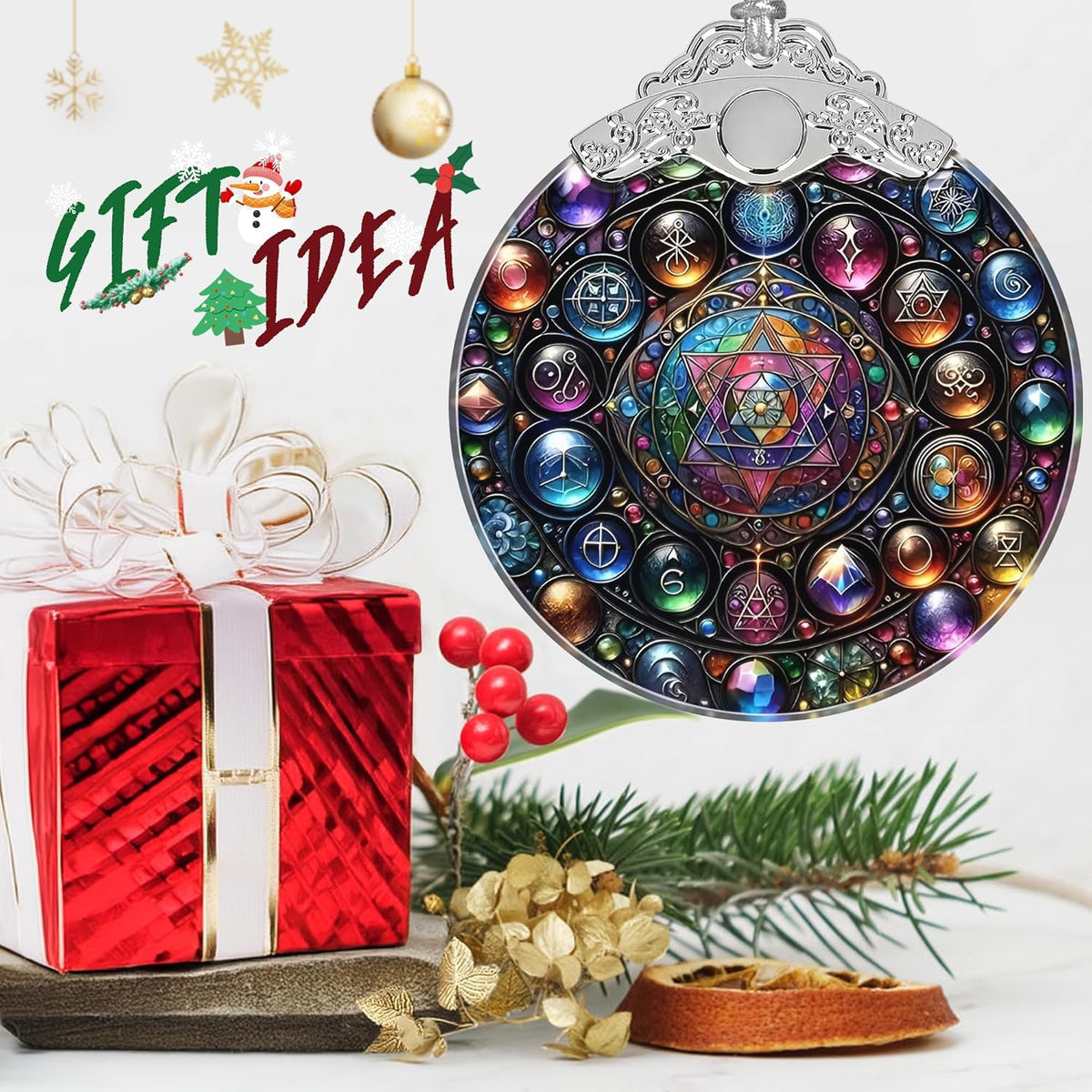 Alchemy Stained Glass Ornament - Christmas Ornament - Christmas Decorations for Tree - Holiday