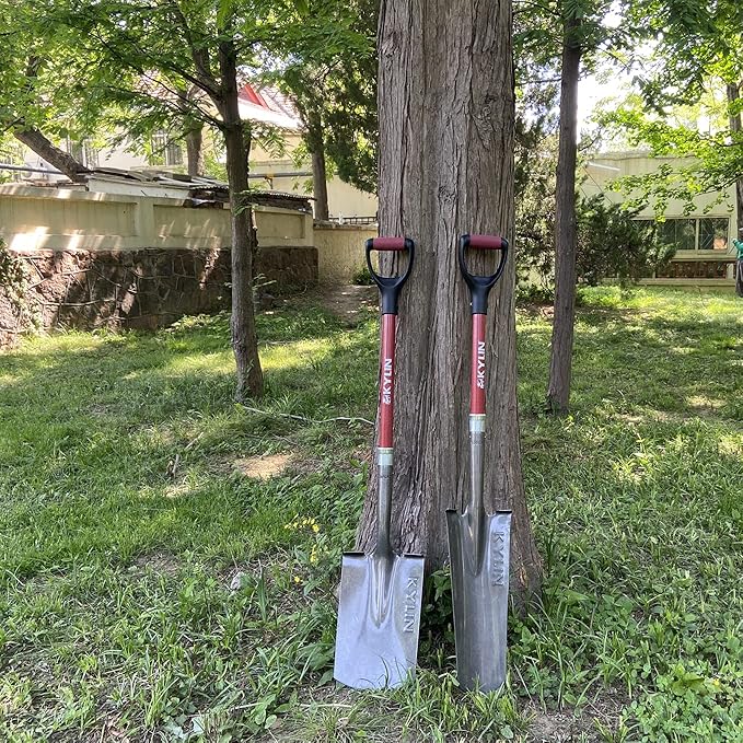KYLIN 14-Gauge Heavy Duty Shovels Set,2-Piece Fiberglass D-Handle Spade,16” Drain Landscping