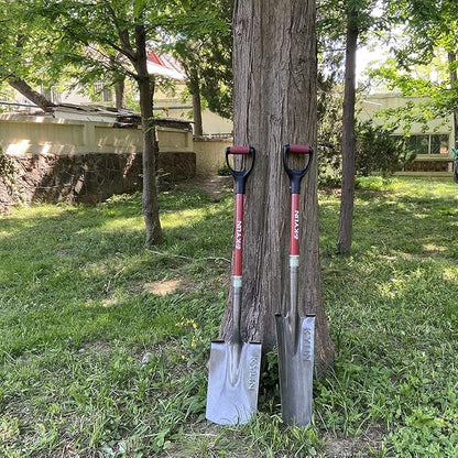 KYLIN 14-Gauge Heavy Duty Shovels Set,2-Piece Fiberglass D-Handle Spade,16” Drain Landscping