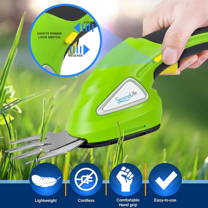 Pyle Cordless Handheld Grass Cutter Shears | Portable Lightweight Electric Hedge Shrubbery Trimmer