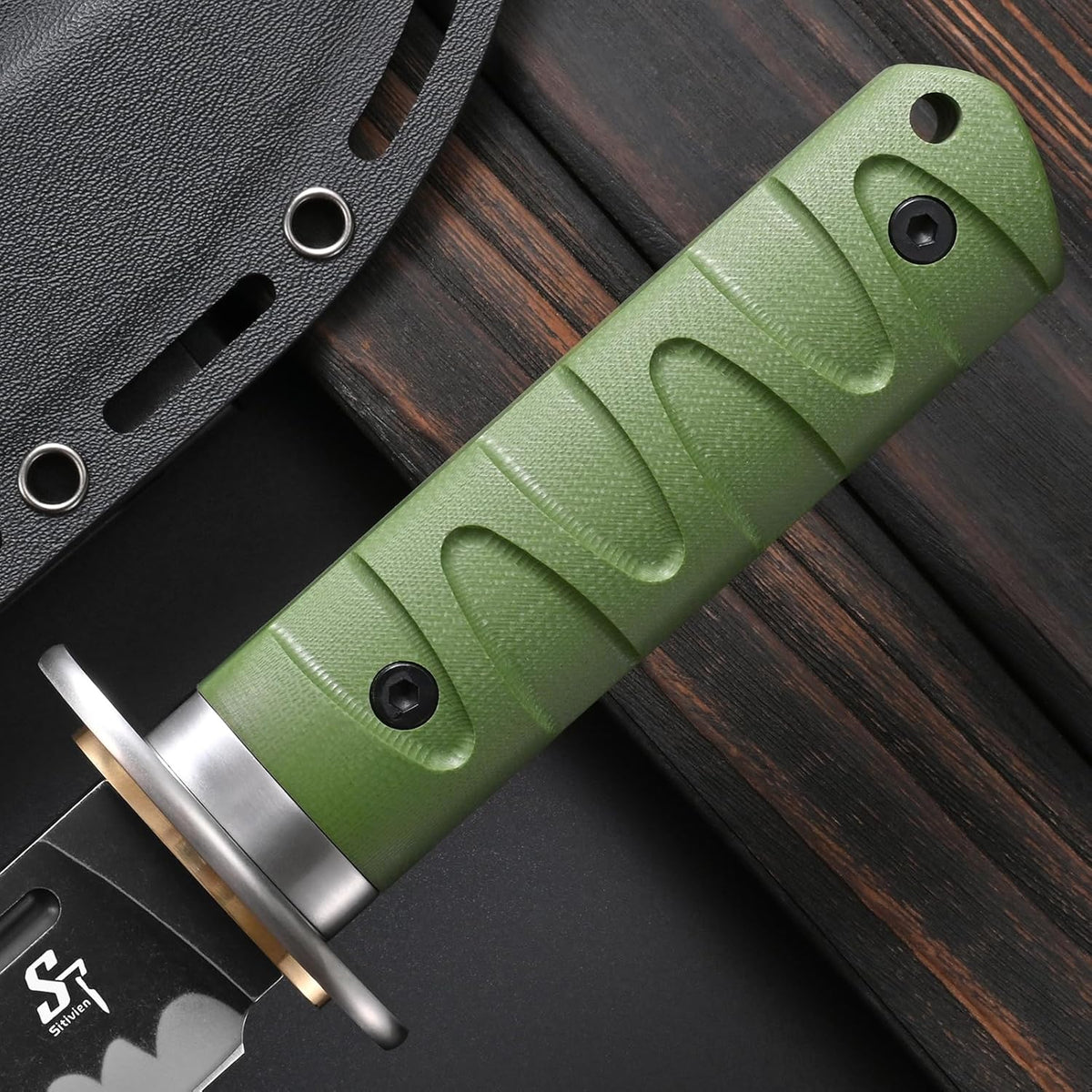 Sitivien ST29 Fixed Blade Knife, AUS-10 Steel Blade G10 Handle Full Tang Bowie Knife for Outdoor