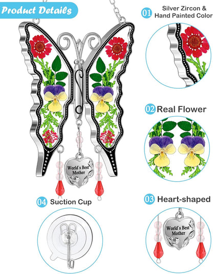 KY&BOSAM Gifts for Mom Suncatcher Butterfly Mom Gift Mothers Day World`s Best Mother Stained Glass