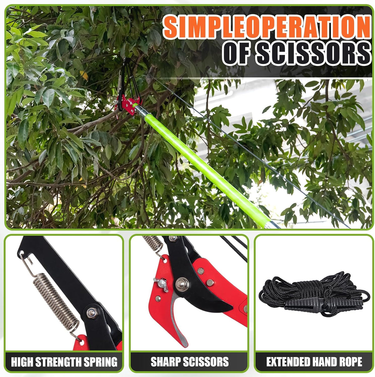 Tree Pruner Pole Saw for Trimming, 7.3-27ft Manual Extendable Tree Trimmer, Ideal for Palms and