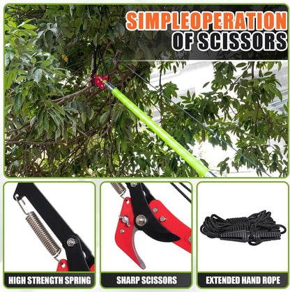 Tree Pruner Pole Saw for Trimming, 7.3-27ft Manual Extendable Tree Trimmer, Ideal for Palms and
