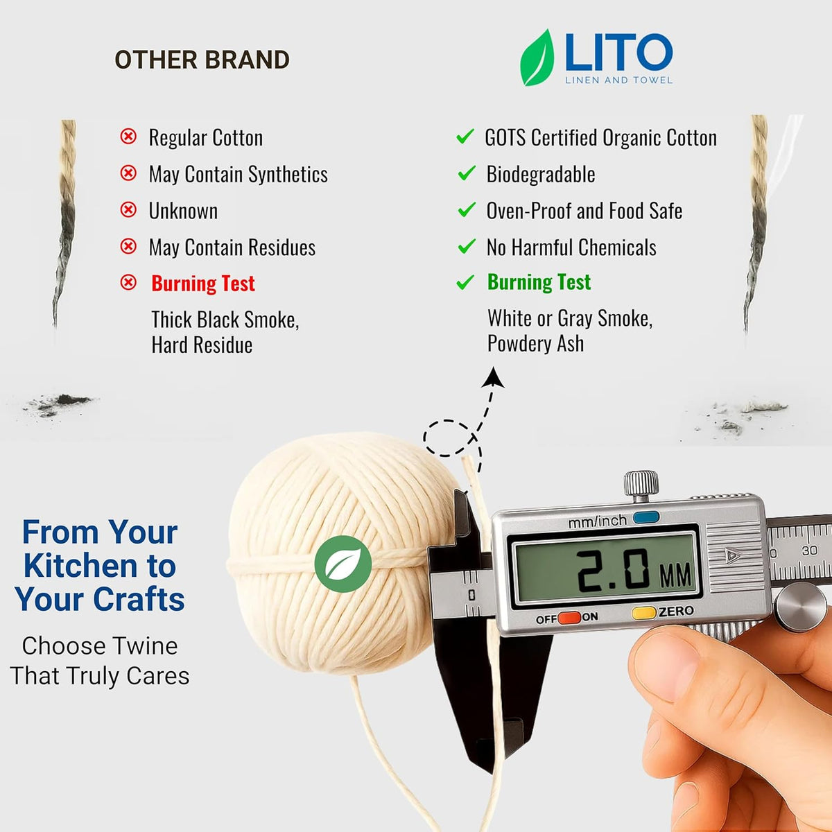 Organic Butcher’s Twine for Cooking & Trussing – 2mm Heavy-Duty Natural Cotton Kitchen Twine 400