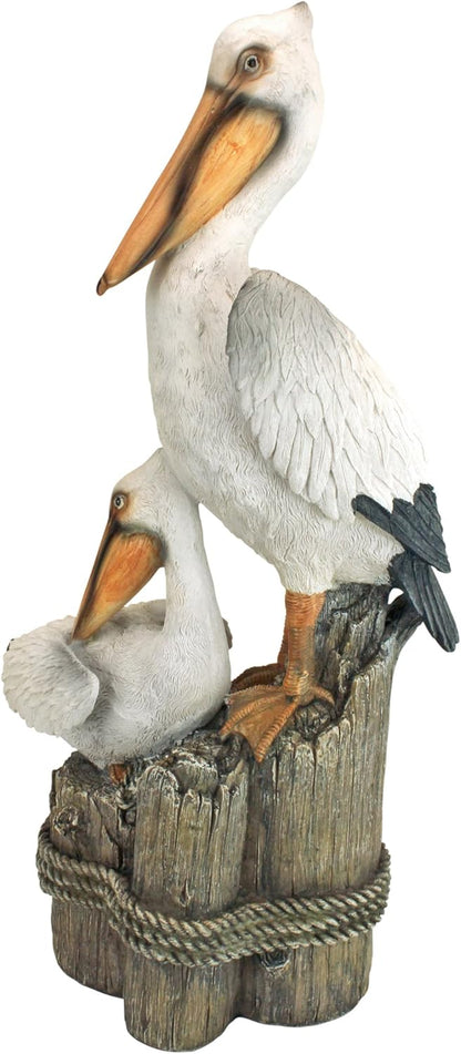 Design Toscano Coastal Decor Ocean's Perch Pelicans Garden Bird Statue, 9 Inch Wide, 24 Inch Tall