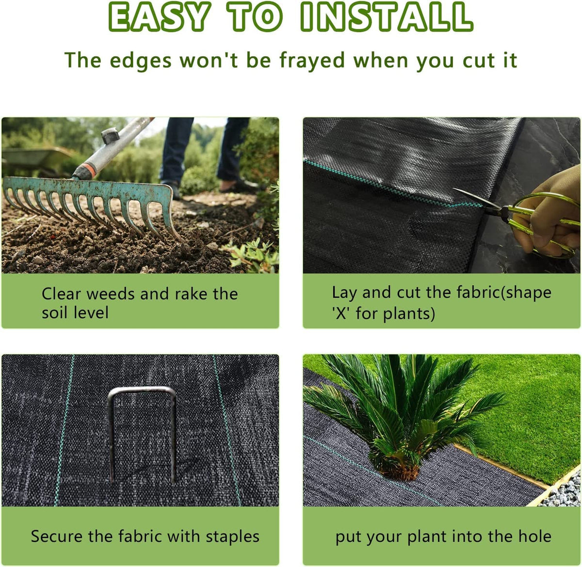 LGJIAOJIAO 3ftx50ft Weed Barrier Landscape Fabric Heavy Duty，Weed Block Gardening Ground Cover Mat